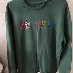 Hollister Green Sweatshirt with Mickey Mouse Embroidery